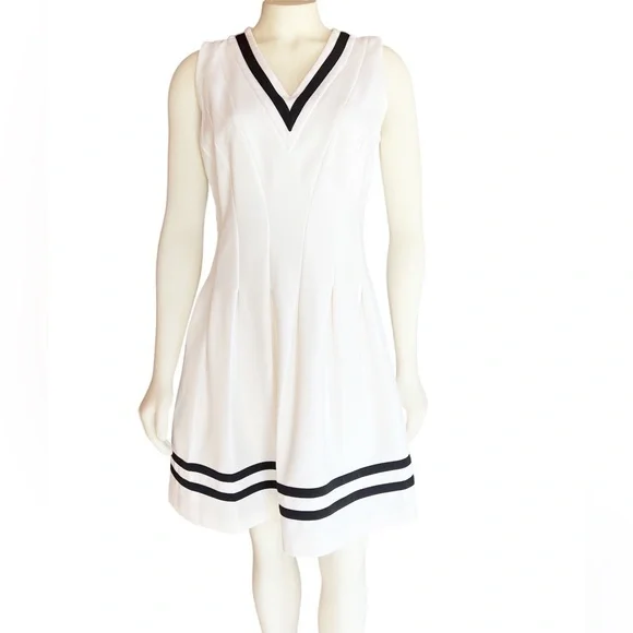 H&M | Dresses | Hm Preppy Sailor Tennis Dress Whiteblack Fit Flare Sz |  Poshmark